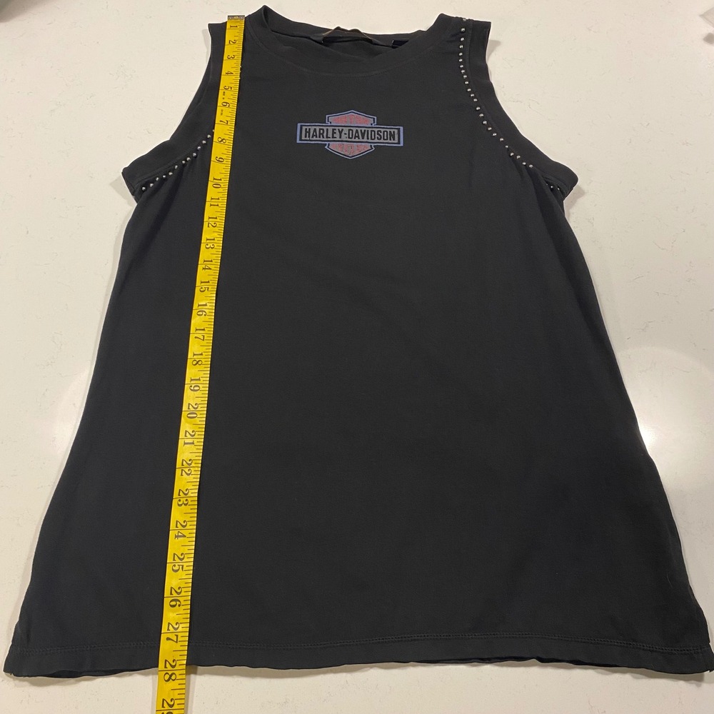 HARLEY-DAVIDSON Studded Muscle Tank Top XL Black Cotton Biker Americana Eagle - Picture 9 of 9